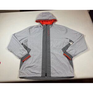 Under Armour Rush Legacy Men Hooded Windbreaker Jacket grey orange large (LL286)